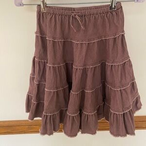 Mini Boden Fine Corduroy Brown Tiered Skirt 5-6